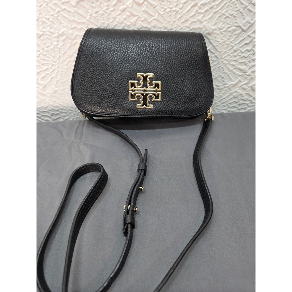Tory Burch Britten Convertible Crossbody Women Small Black Excellent Leather Bag